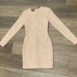 Bebe - Long Sleeve Blush Dress Gemstone